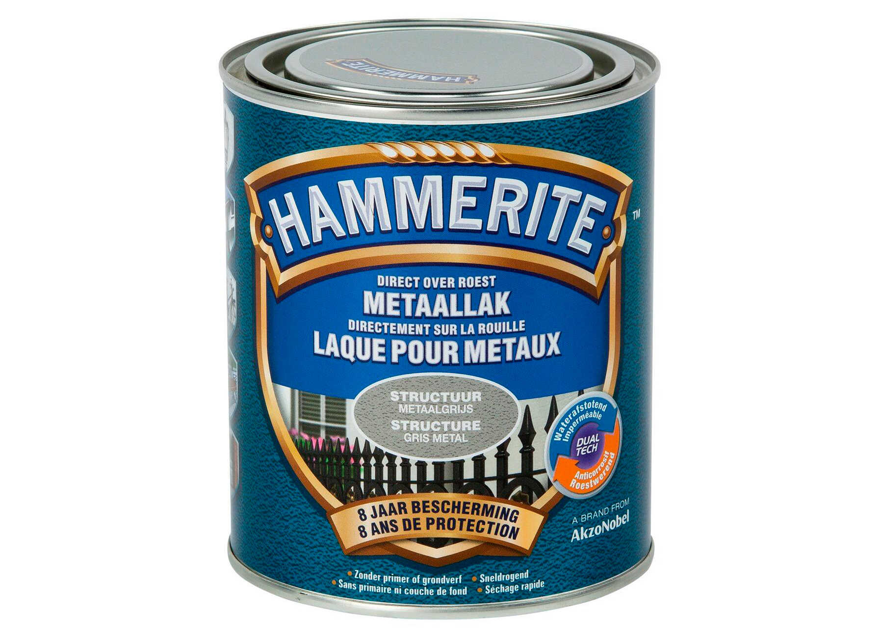 HAMMERITE LAQUE METAL STRUCTURE GRIS METAL 750ML
