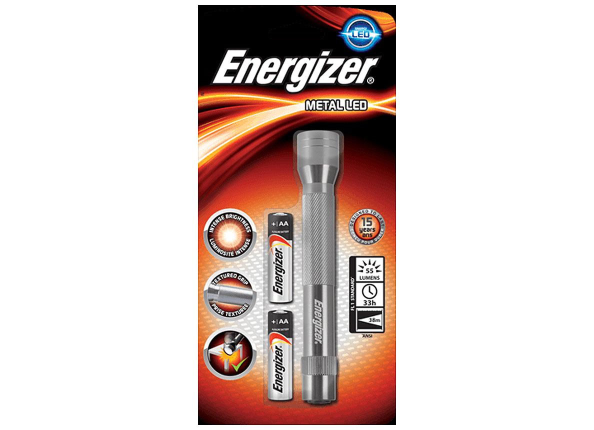 TORCHE ENERGIZER METAL LED + 2 AA BATTERIES
