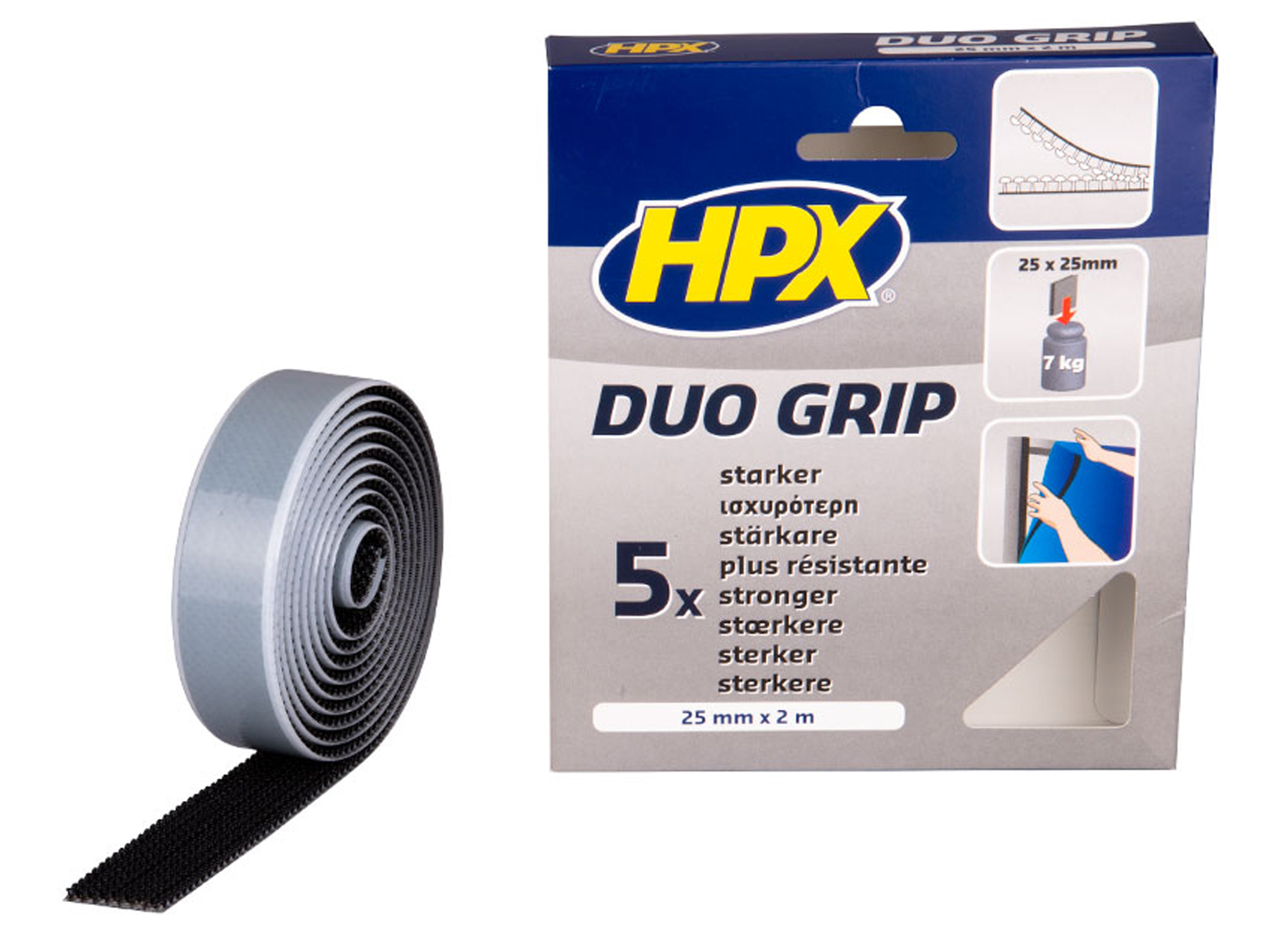 HPX DUO GRIP RUBAN VELCRO - NOIR 25MM X 2M