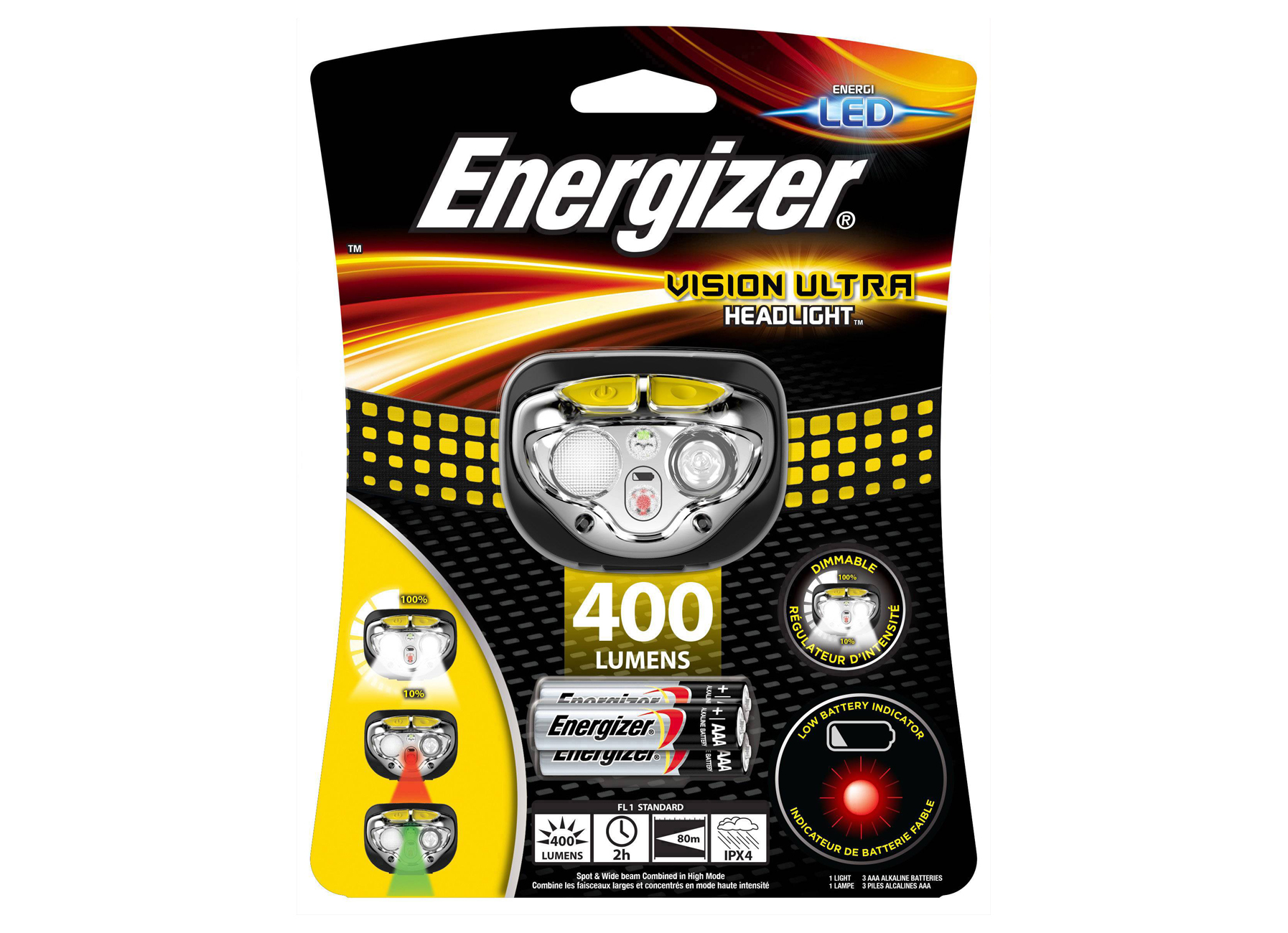 ENERGIZER LAMPE FRONTALE VISION ULTRA HD + 3 AAA BATTERIES