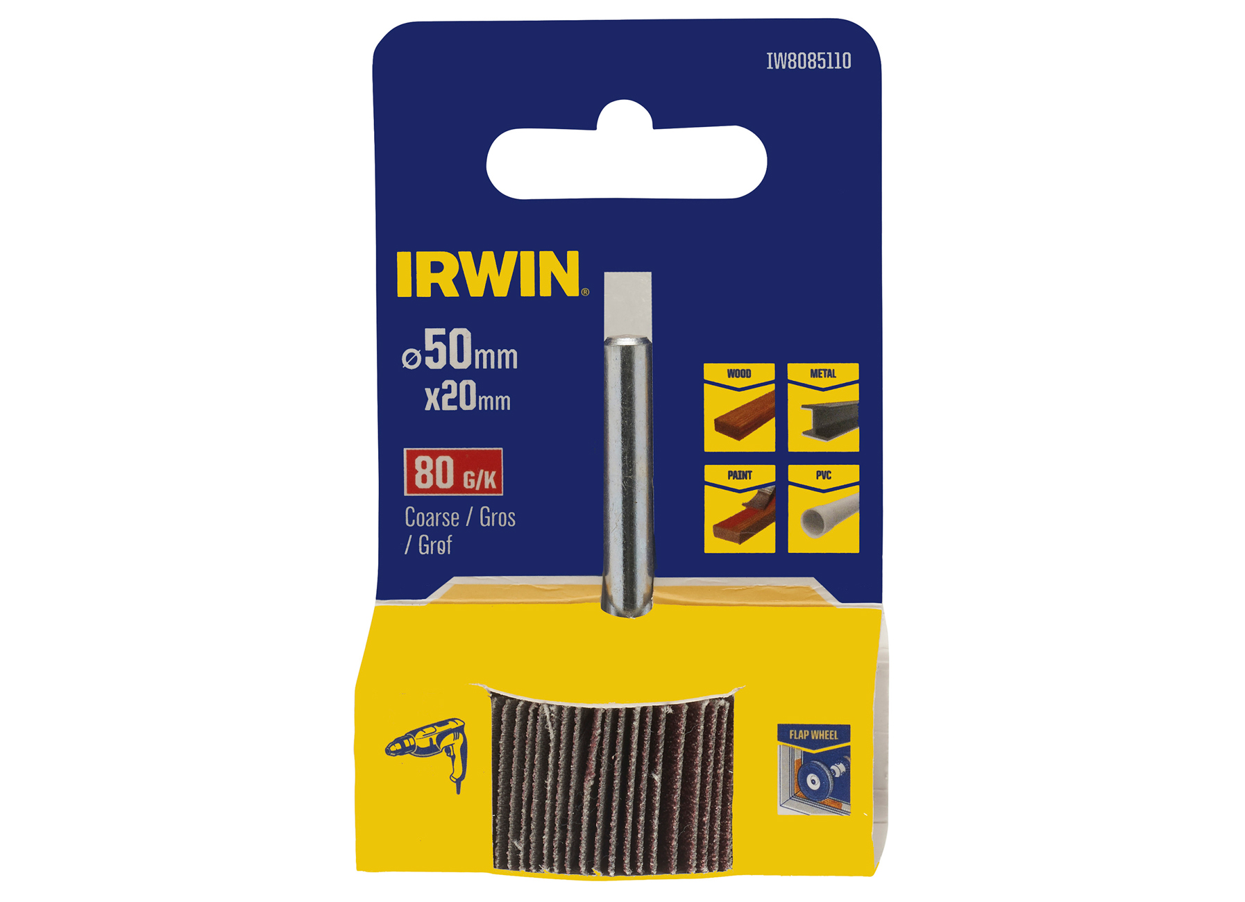 IRWIN ROUE A LAMELLES (FORET)  Ø 50MM, LARGEUR 20MM, K80