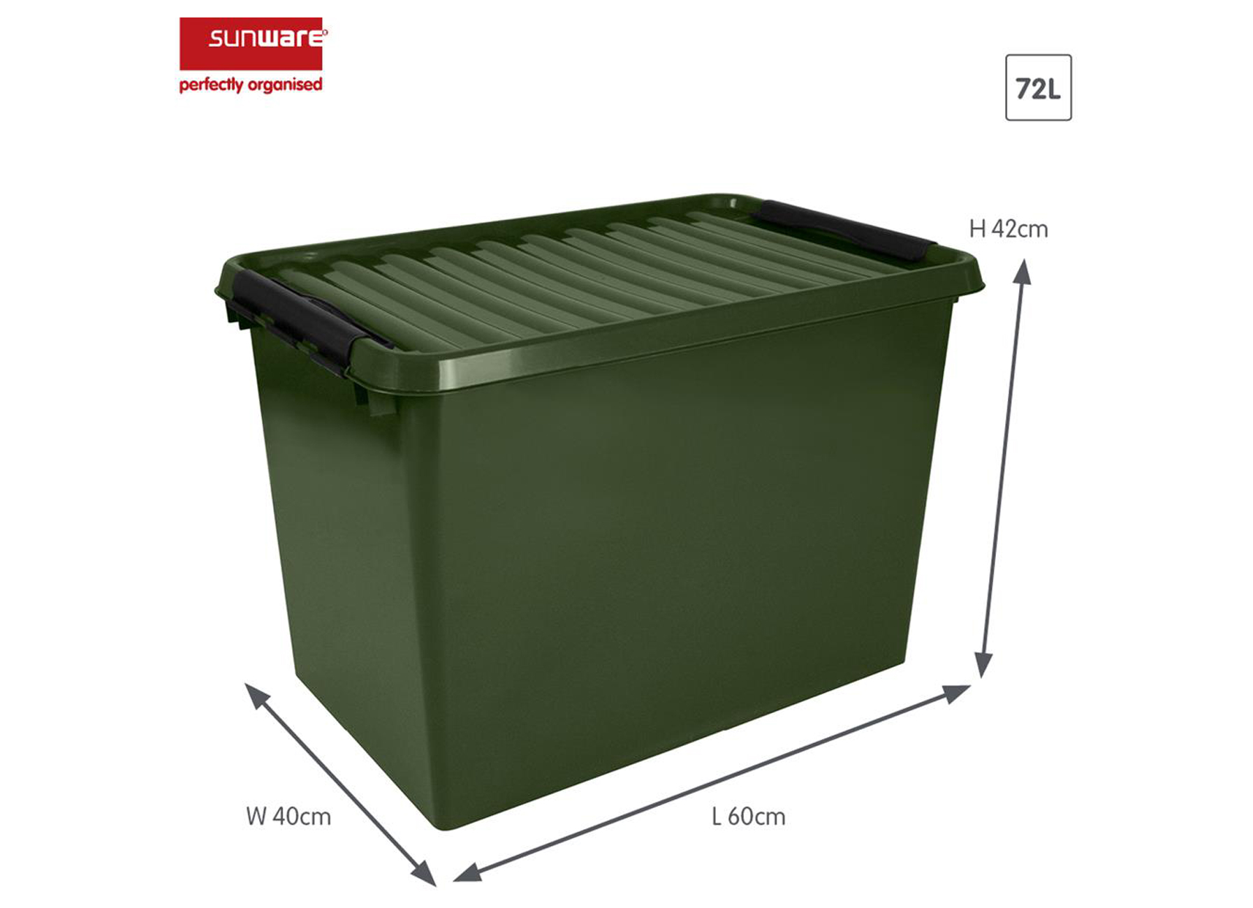 Q-LINE BOITE DE RANGEMENT RECYCLE 72L VERT/NOIR