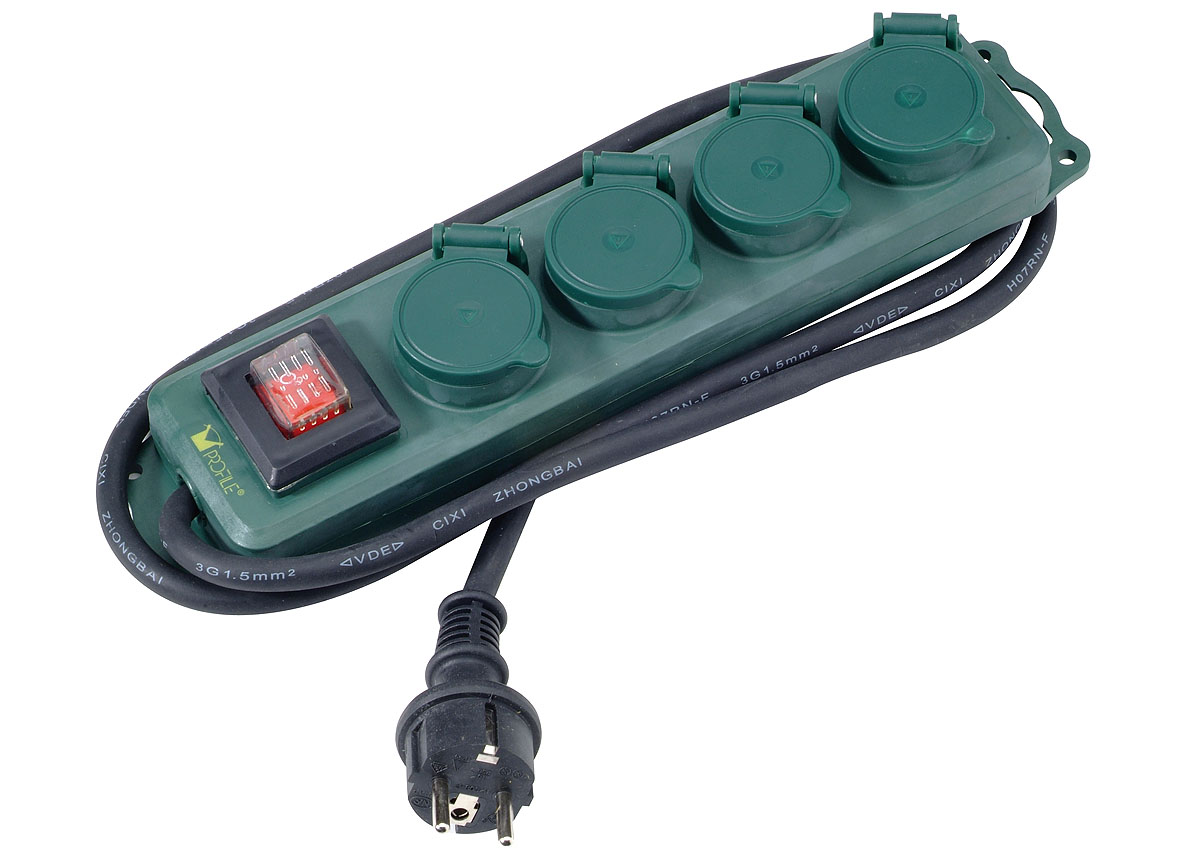 seks JEP kast 4-voudig Stopcontact Buitengebruik + Schakelaar +1.5m Groen - elektriciteit  - kabel draad - verlengsnoer - stekkerdozen - 4 voudig stopcontact  buitengebruik schakelaar 15m groen