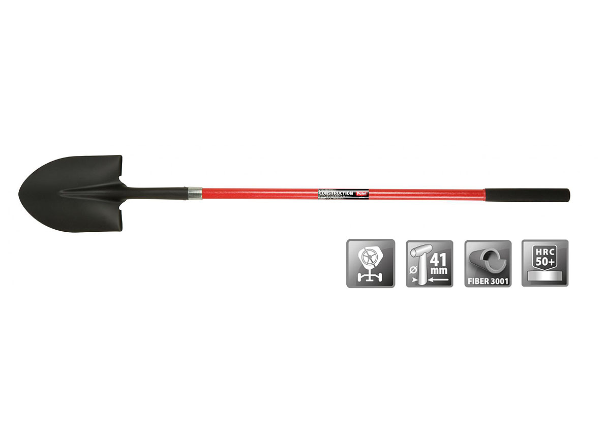Polet Schop Foxpoint Bolsteel 150cm Fiber 3001 - gereedschappen - handgereedschappen - schoppen houwelen en stelen - polet schop bolsteel 150cm 3001
