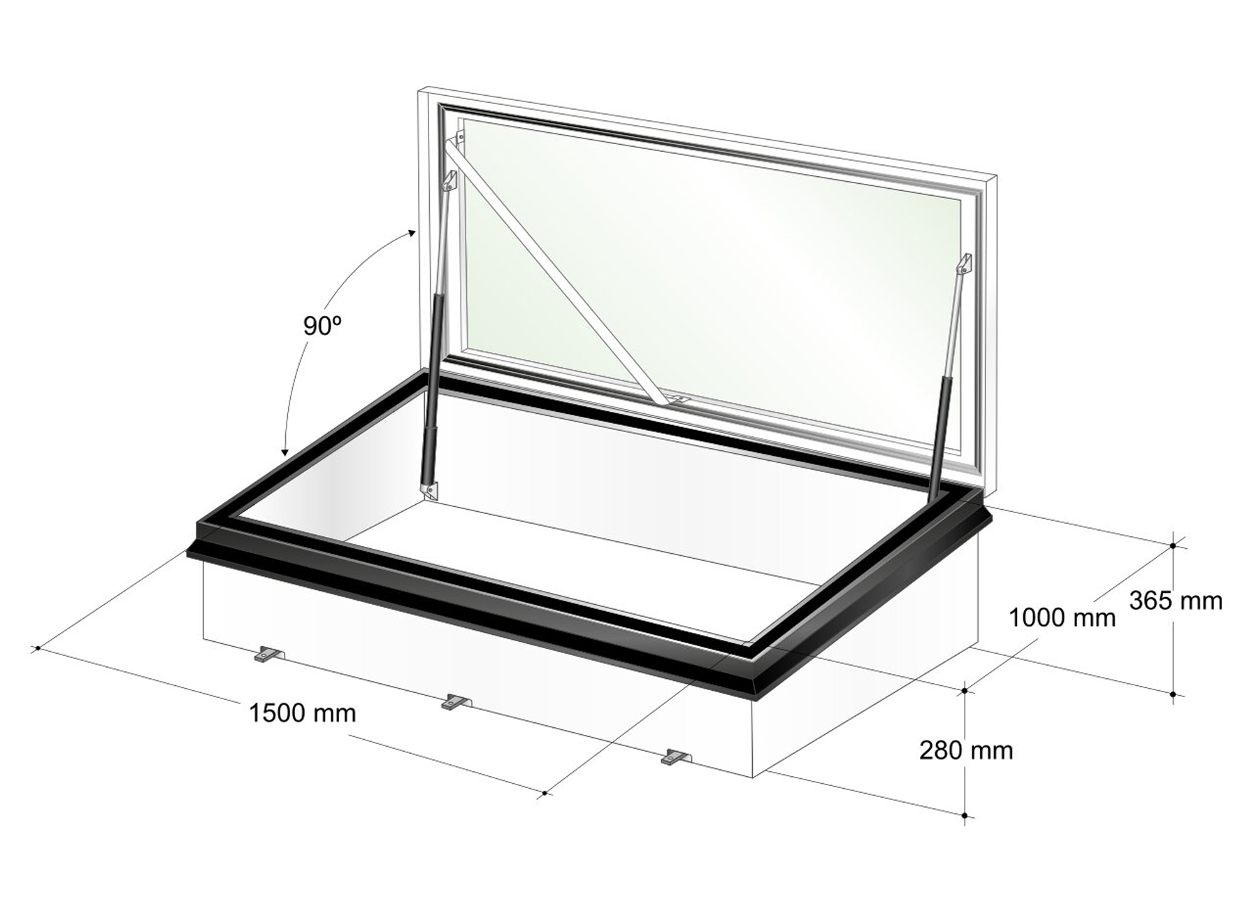 GORTER TRAPPE DE TOIT ALUMINIUM VITREE RHTG 1000X1500MM